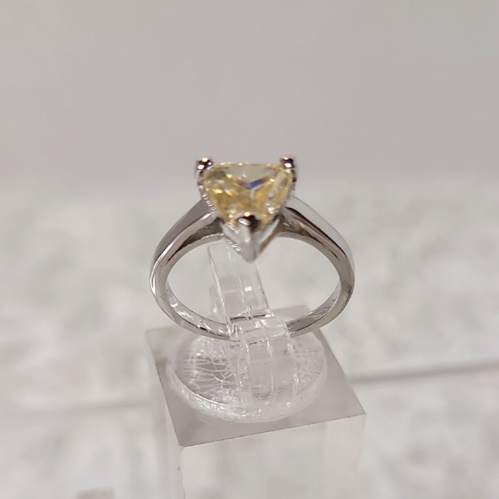 Moissanite 2.30 Carat Trillium Cut Candlelight Solitare Ring